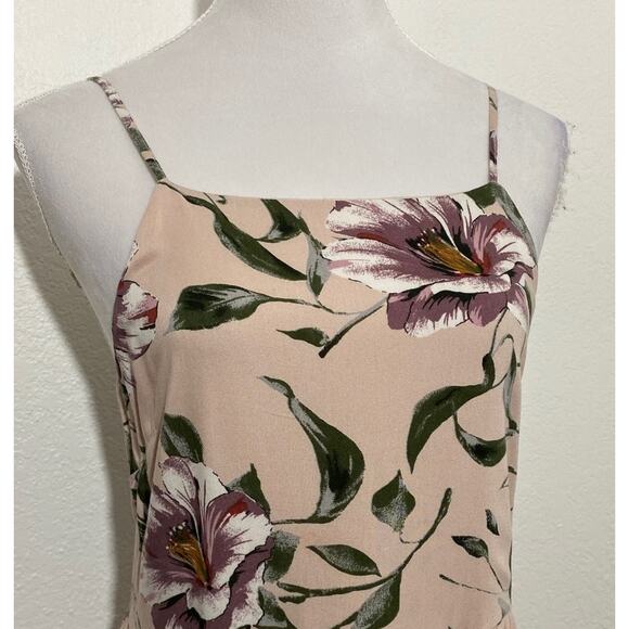 Band of Gypsies BOG Collection Tan Multi Floral Tiered Midi Dress Size M Straps - Picture 3 of 7